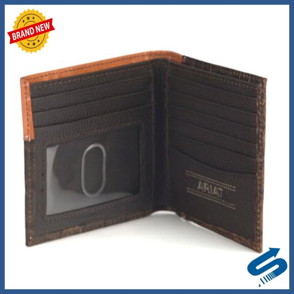 Men's Genuine Leather Bifold Wallet with Floral Embossing Slim Fit - Picture 4 of 6